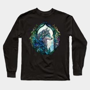 Stained Glass Wolf Long Sleeve T-Shirt